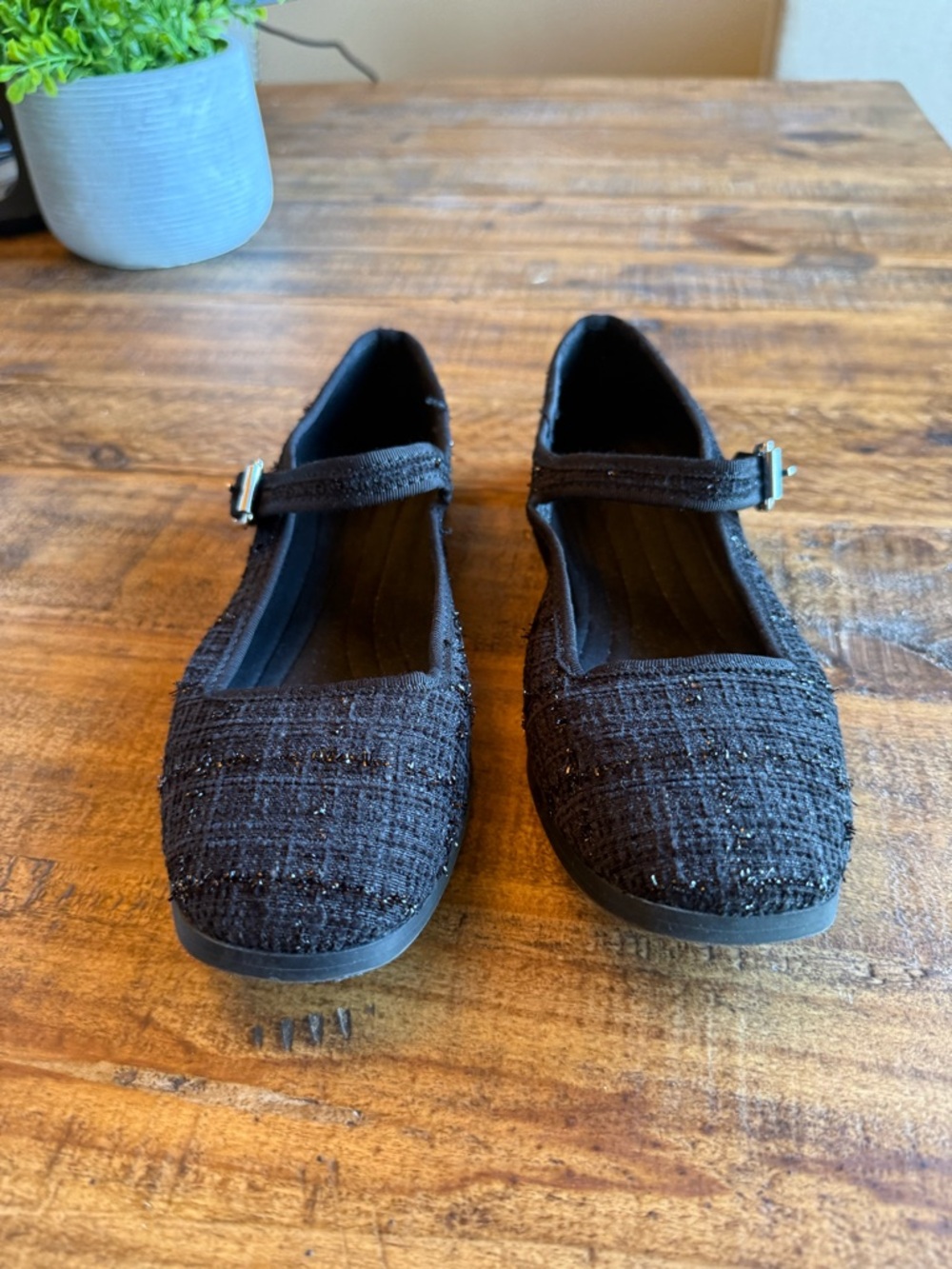 Urban Outfitters Black Tweed Mary Jane Flats